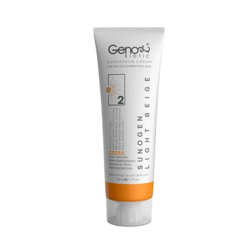 کرم ضد آفتاب SPF 50 بژ روشن ژنوبایوتیک پوست چرب و مختلط کرم ضد آفتاب SPF 50 بژ روشن ژنوبایوتیک پوست چرب و مختلط