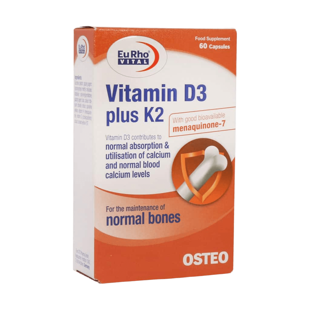 Eurho-Vital-Vitamin-D3-1000-IU-K2-60-Cap کپسول ویتامین D3 1000 پلاس K2 یوروویتال 60 عدد