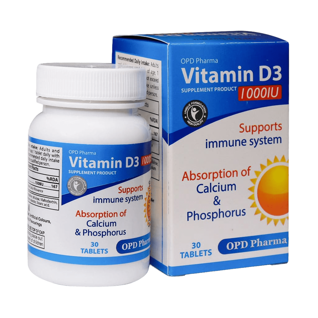 OPD-Pharma-Vitamin-D3-1000-IU قرص ویتامین D3 1000 واحد او پی دی فارما 30 عدد